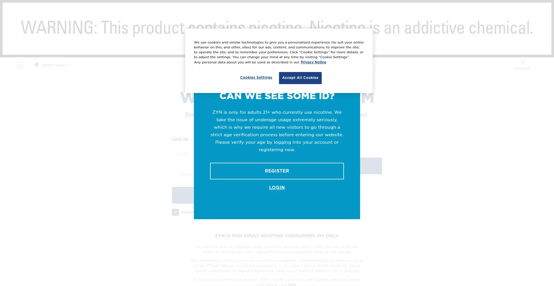 Website screenshot of Zynpouches.com